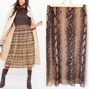 Vintage Snake Print Midi Skirt